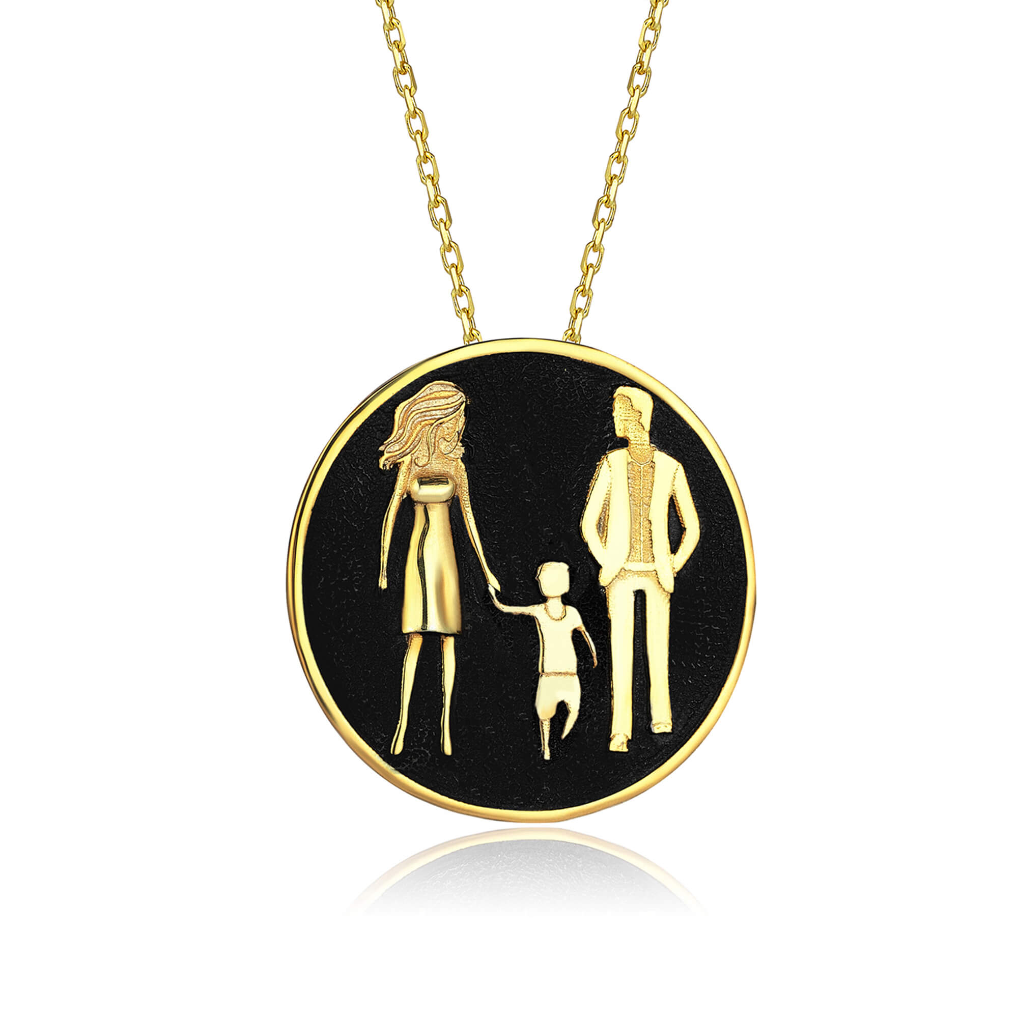Personalized Family Silhouette Necklace – Custom Gold or Silver Pendant ...